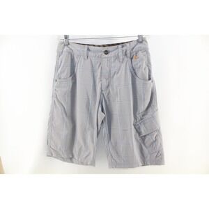 Lululemon Cargo Shorts Mens 32 Gray Plaid Pockets Outdoor Activewear Lightweight